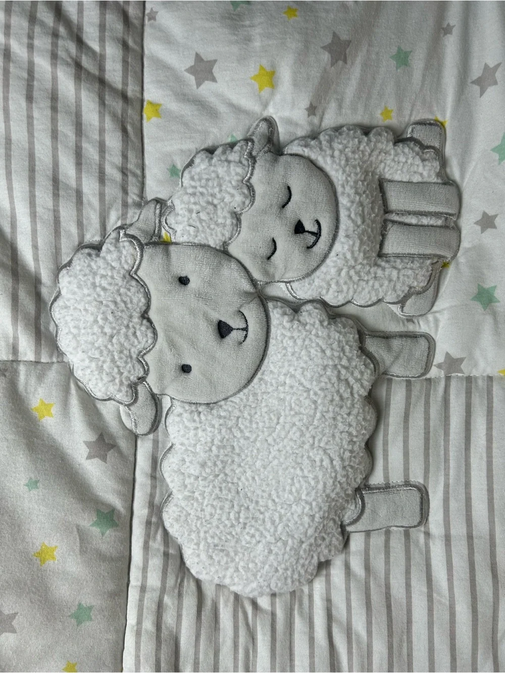 Child of Mine by Carter's Lamb Stars Baby Blanket Comforter Quilt Gray White